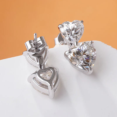 Hjerteformede Moissanite Øreringe