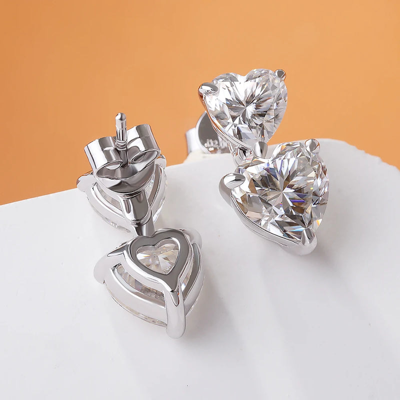 Hjerteformede Moissanite Øreringe