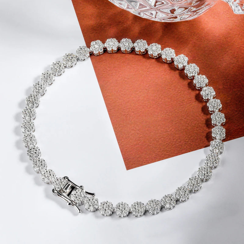 Moissanite Tennis Armbånd – Blomstermotiv