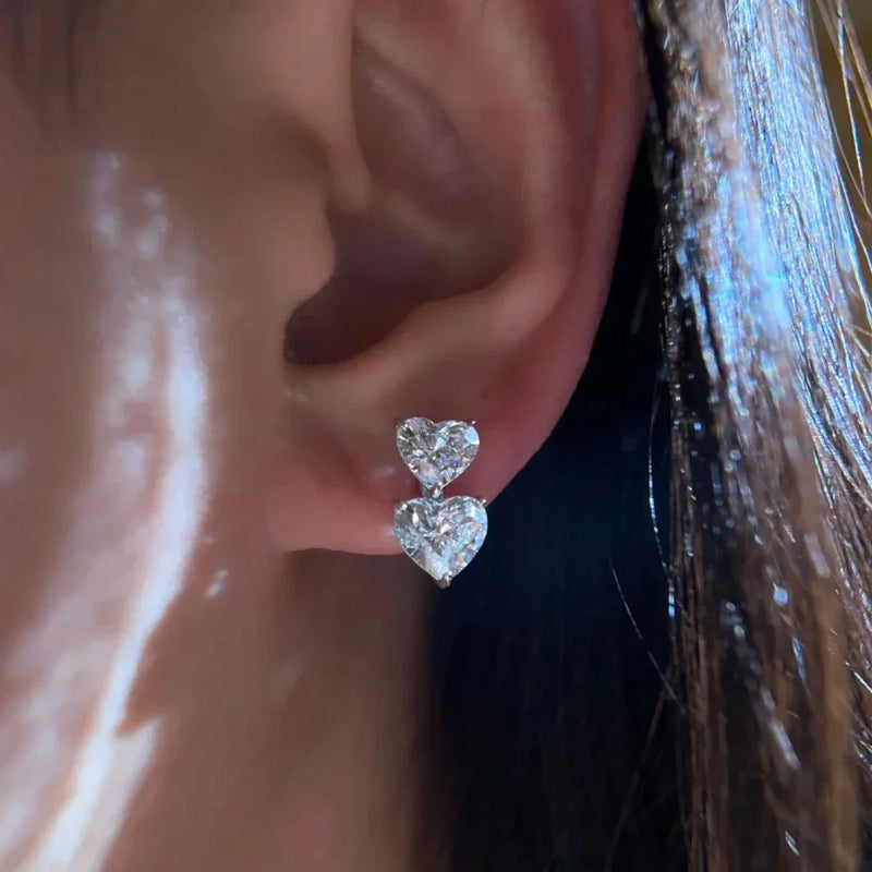 Hjerteformede Moissanite Øreringe