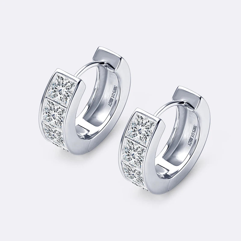 Princess Cut Moissanite Hoop Øreringe