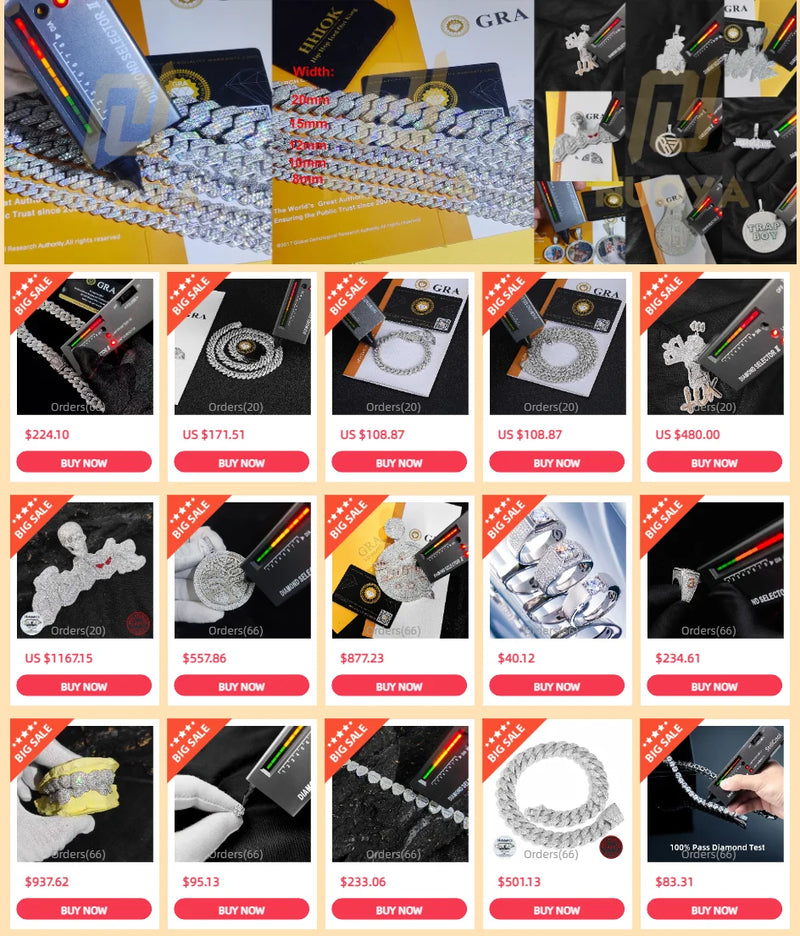 5MM Moissanite Tennis Chain Pure Silver Necklace High end Accessory GRA Certified Men and Women Hip hop Jewelry Gift