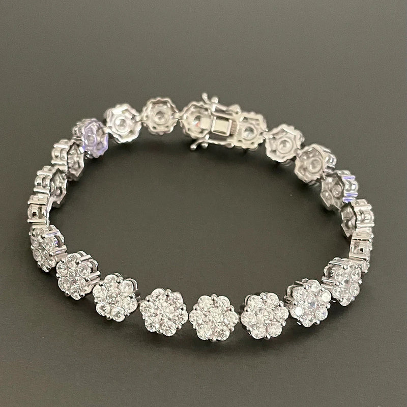 Moissanite Tennis Armbånd – Blomstermotiv