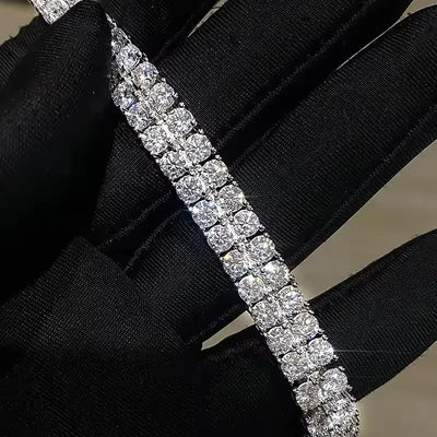 Moissanite Dobbelt Række Tennis Armbånd
