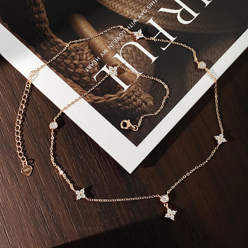 Moissanite Firekløver Halskæde