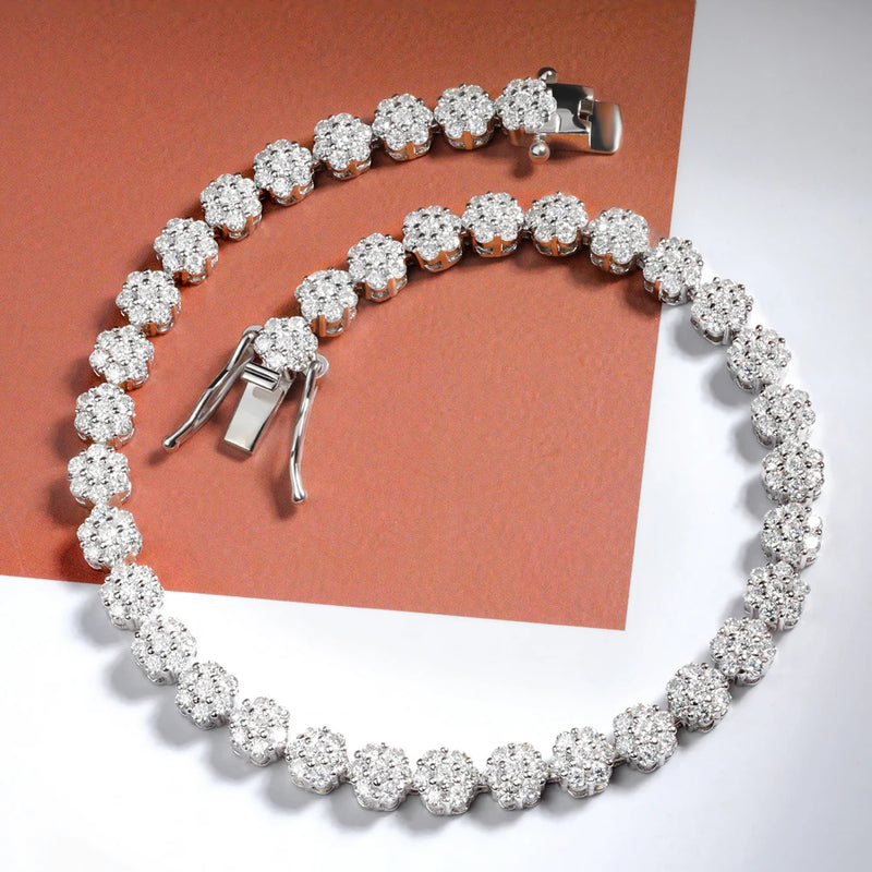 Moissanite Tennis Armbånd – Blomstermotiv