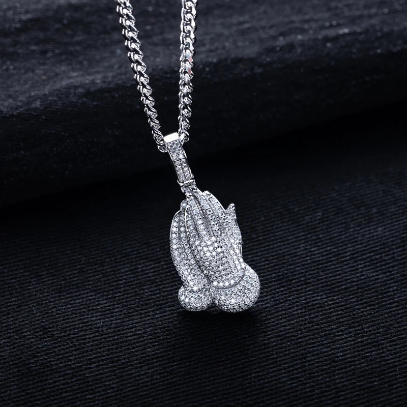 Moissanite Iced Out Bønne Hånd Pendant