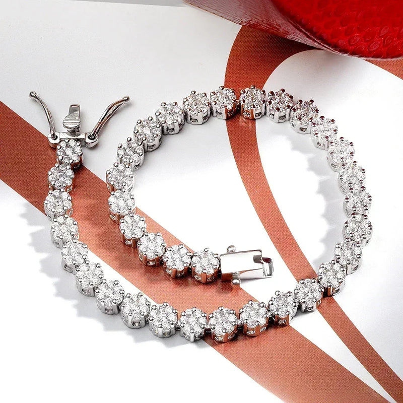 Moissanite Tennis Armbånd – Blomstermotiv