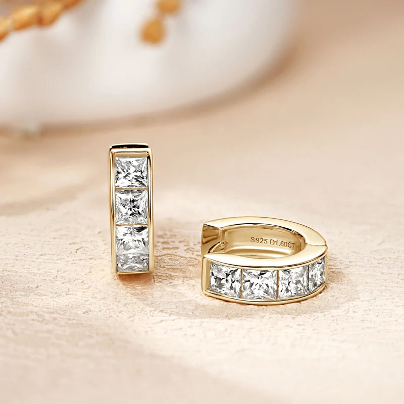 Princess Cut Moissanite Hoop Øreringe