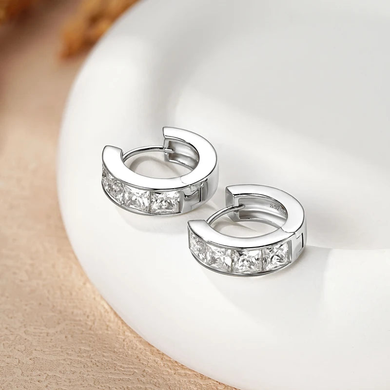 Princess Cut Moissanite Hoop Øreringe