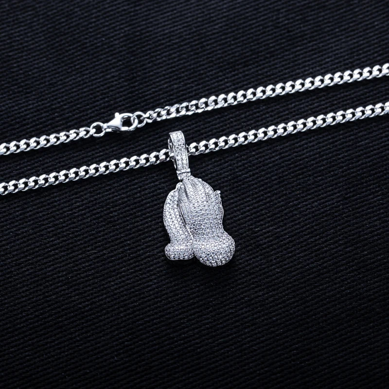 Moissanite Iced Out Bønne Hånd Pendant