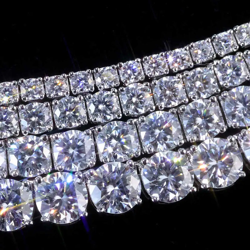 5MM Moissanite Tennis Chain Pure Silver Necklace High end Accessory GRA Certified Men and Women Hip hop Jewelry Gift