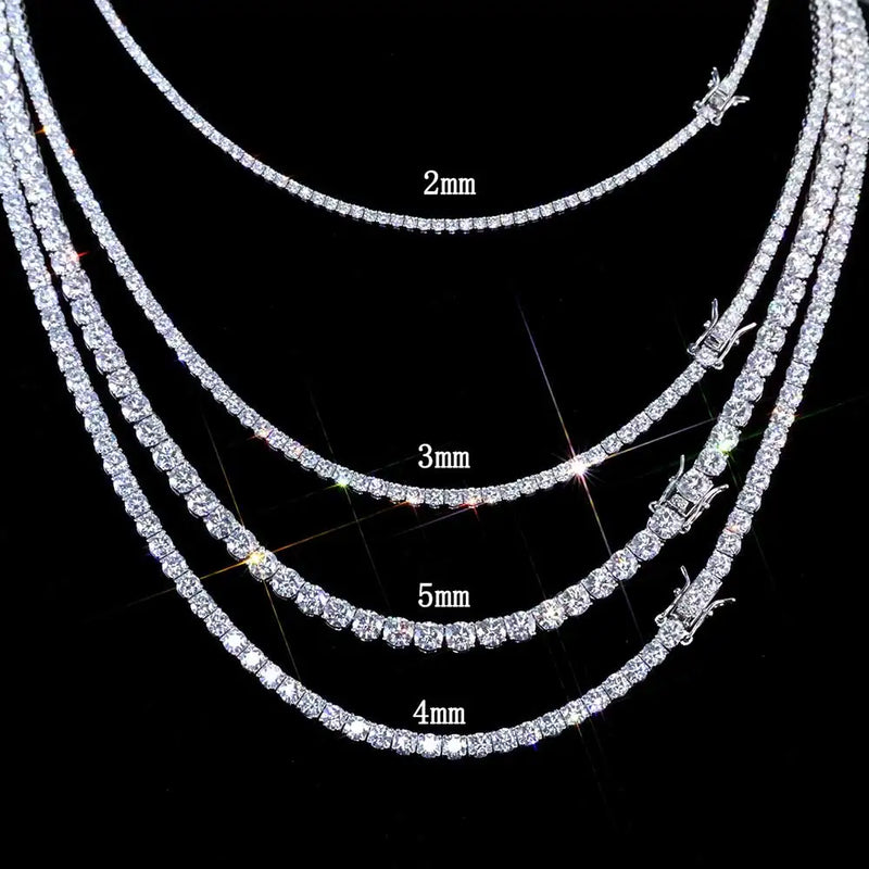 5MM Moissanite Tennis Chain Pure Silver Necklace High end Accessory GRA Certified Men and Women Hip hop Jewelry Gift