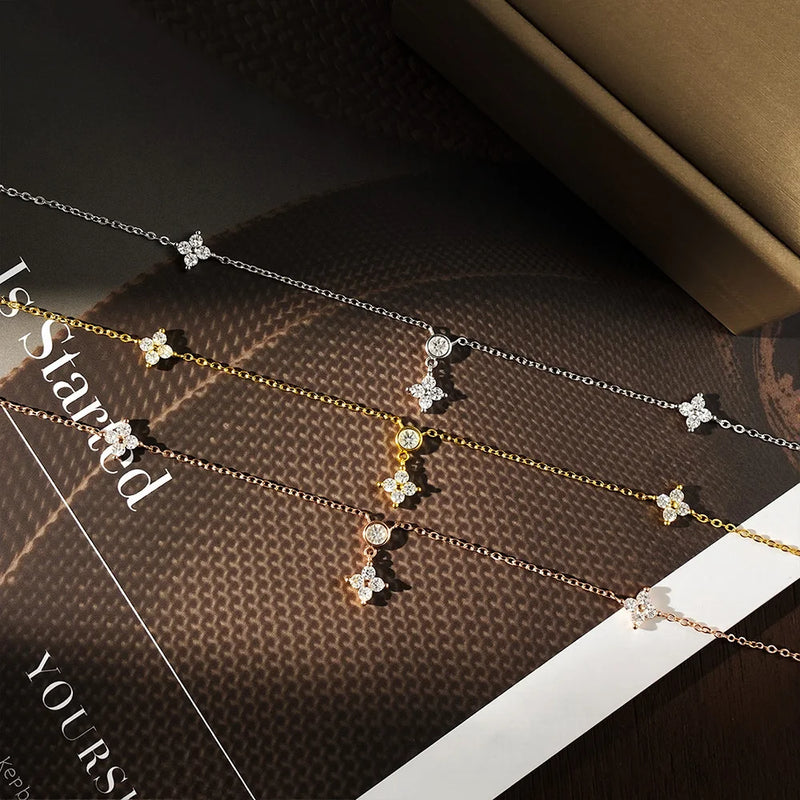 Moissanite Firekløver Halskæde