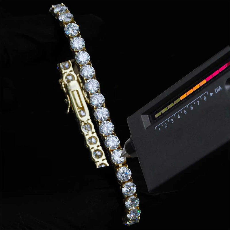 5MM Moissanite Tennis Chain Pure Silver Necklace High end Accessory GRA Certified Men and Women Hip hop Jewelry Gift