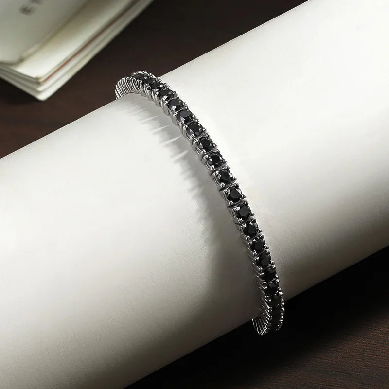 Moissanite Tennis Armbånd 3mm-4mm Sort | 18k Forgyldt Sterling Sølv