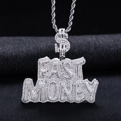 Moissanite Iced Out “Fast Money” Pendant