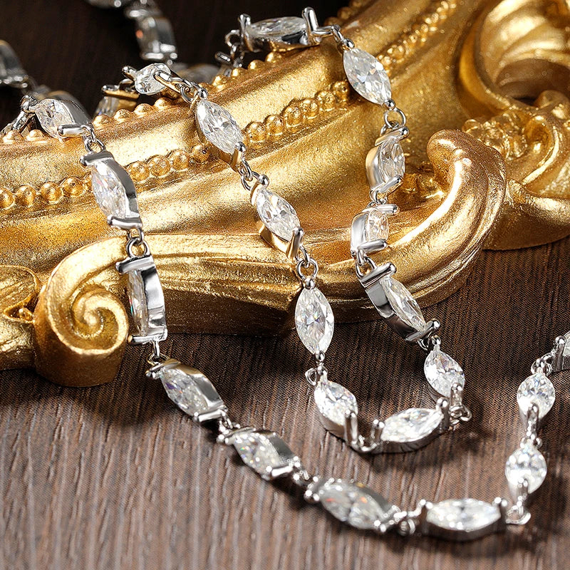 Moissanite Marquise Tennis Halskæde
