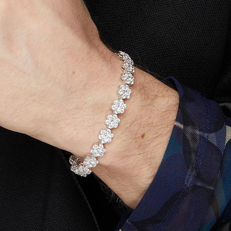 Moissanite Tennis Armbånd – Blomstermotiv