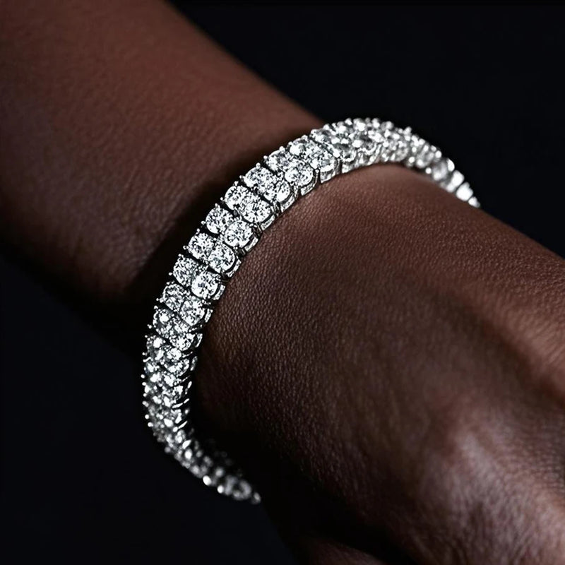 Moissanite Dobbelt Række Tennis Armbånd