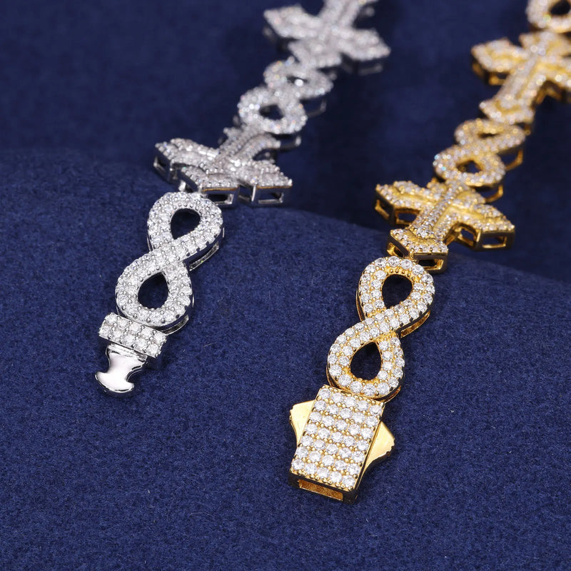 Iced Out Kors Cuban Link Armbånd