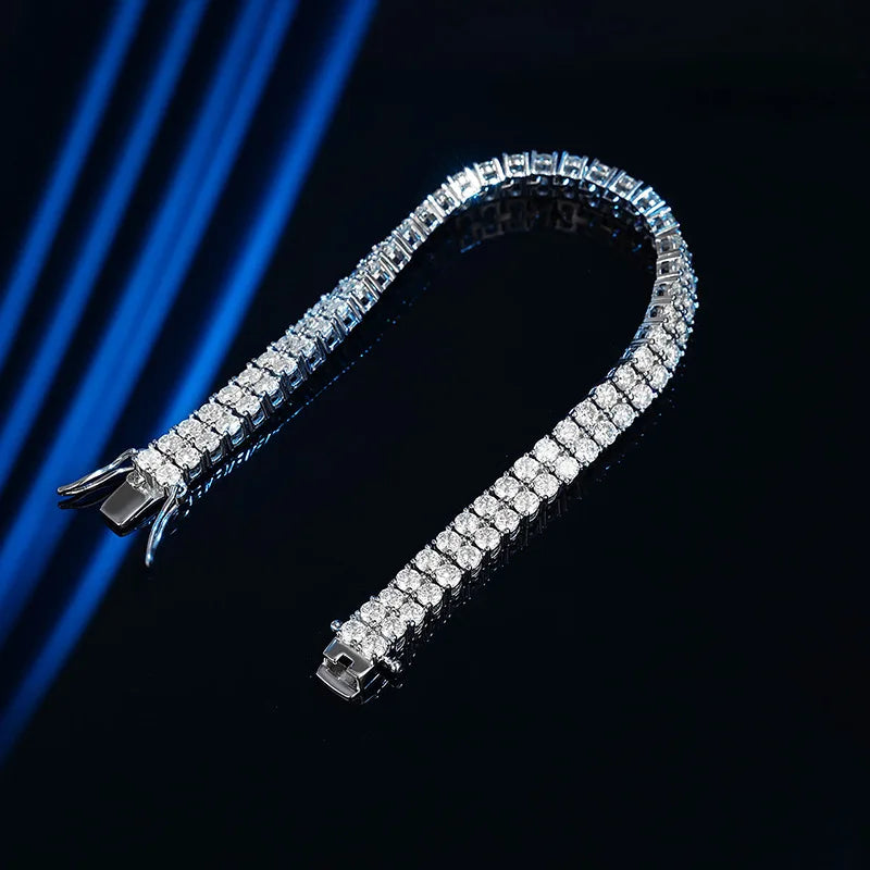 Moissanite Dobbelt Række Tennis Armbånd